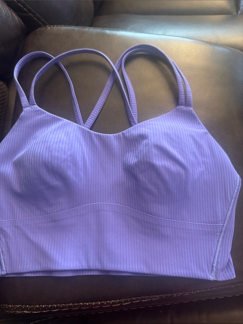 Lululemon like a cloud ribbed longline bra Purple Strappy Ribbed Crop Top Women